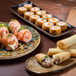 6 Sun Maki, 10 Hot Roll, 4 Harumaki de Camarão